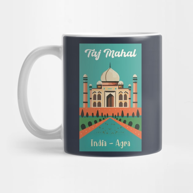 A Vintage Travel Art of the Taj Mahal in Agra - India by goodoldvintage